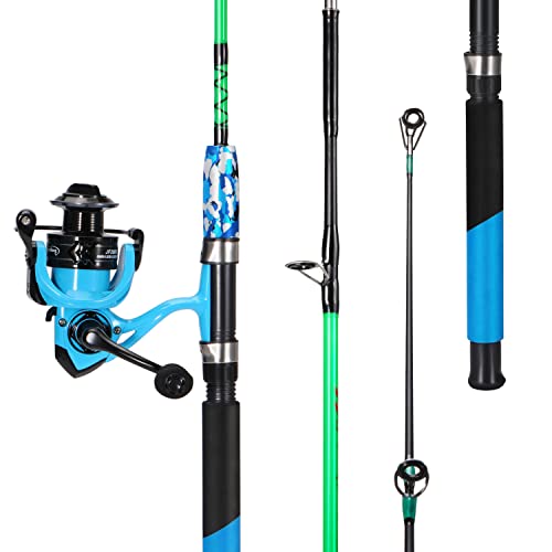 Sougayilang Spinning Reel and 2-Piece Fishing Rod Combo, Durable Graphite & Fiberglass Rod, Split-Grip Cork Handle,Right/L...