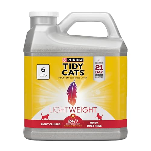 Purina Tidy Cats LightWeight 24/7 Performance Odor control, Multi-Cat, Clumping, 99.9 Percent Dust Free Cat Litter - 6 lb....