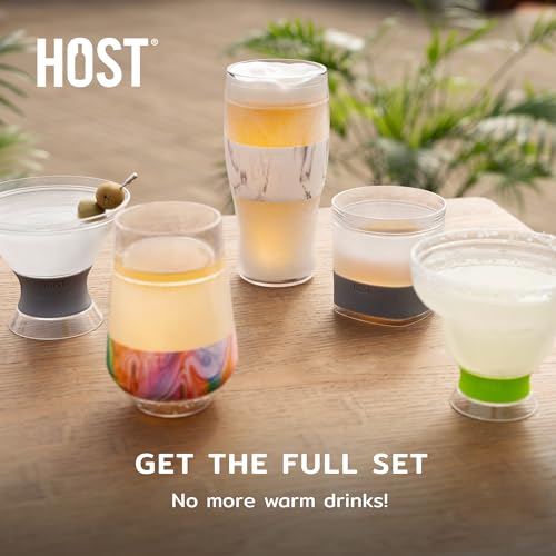 HOST Champagne Freeze Double-Walled Stemless Wine Glasses Freezer Cooling Cups with Active Cooling Gel and Insulated Silic...