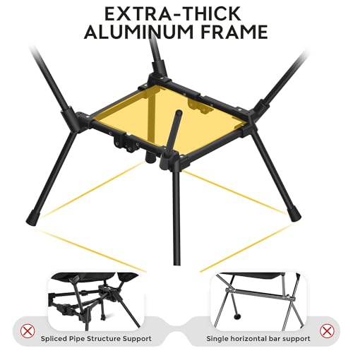 Aluminum Camping Chair with Storage Bag, 400lb Capacity, Roomier & Compact Folding Chairs for Adults, Lightweight & Portab...
