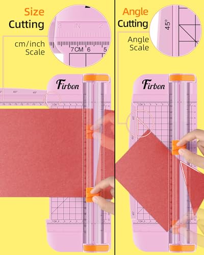Firbon Pink A5 Paper Cutter, Straight Small Paper Trimmer with Side Ruler for Scrapbooking Craft, Paper, Coupon, Label, Ca...