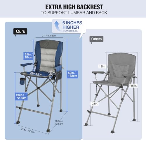 Stonehomy Extra Tall Folding Chairs for Adults 330lbs, Portable Bar Height Foldable Director Chairs for Camping Outside, C...