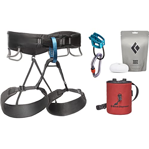 BLACK DIAMOND Men’s Momentum Harness Package | Harness, Belay Device, Locking Carabiner & Chalk Bag | Anthracite | Extra S...