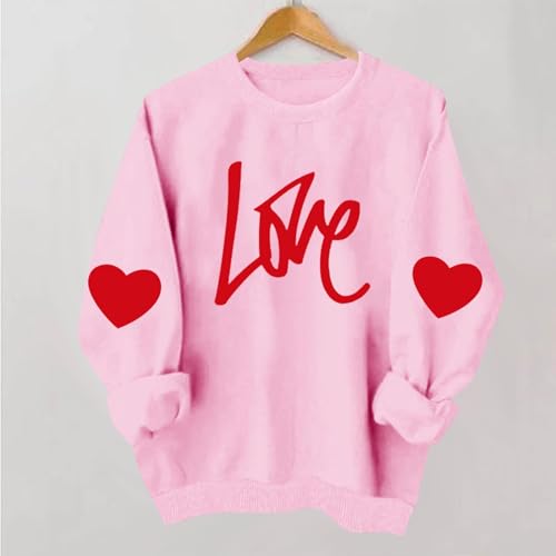 ABABC Valentines Sweatshirts for Women Love Theme Graphic Pullover Sweater Crewneck Long Sleeve Shirts Valentines Outfit