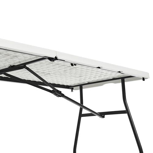 Amazon Basics Heavy Duty Portable Folding Table 6 ft with Carrying Handle, Indoor & Outdoor, White