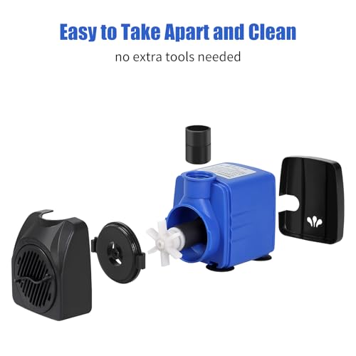 AQUANEAT Small Fountain Pump, 160 GPH Mini Submersible Water Pump with 3.3 ft Tubing, for Aquarium Fish Tank, Pet Water Fo...