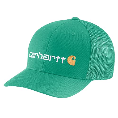 Carhartt Men's Rugged Flex Fitted Canvas Mesh-Back Logo Graphic Cap