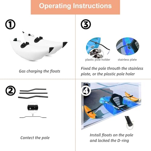 DAUERHAFT Inflatable Kayak Stabilizer , Kayak Outrigger Kit , PVC Canoe Accessories for Kayak Outrigger , Inflatable Boat ...