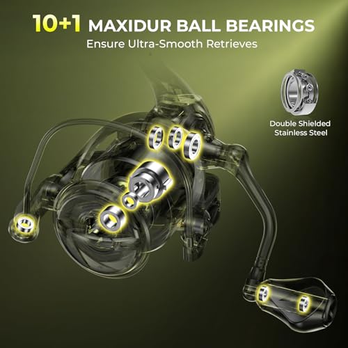 KastKing Sharky Spinning Reel – 5.2:1 & 6.2:1 Gear Ratios, Carbon Fiber Drag 33–39.5LB, 10+1 Stainless Bearings, Lightweig...