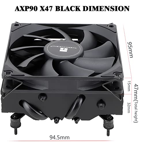 Thermalright AXP90 X47 Black Low Profile CPU Cooler, with 92mm TL-9015B Slim PWM Fan, ITX CPU Cooler, AGHP Technology, 47m...