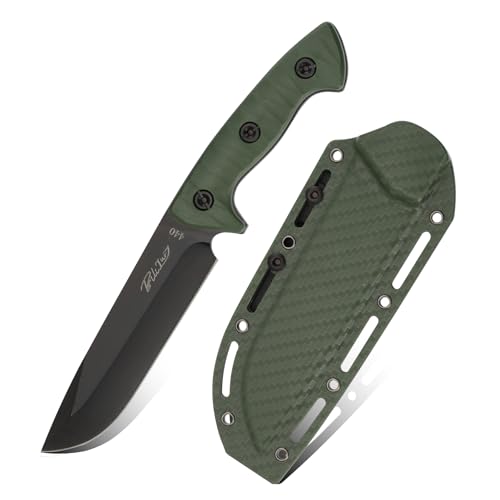 Bilizuo Full Tang Fixed Blade Tactical Knife, 5.5" Hunting Knife with 440 Stainless Steel & Ergonomic ABS Handle, Camping ...