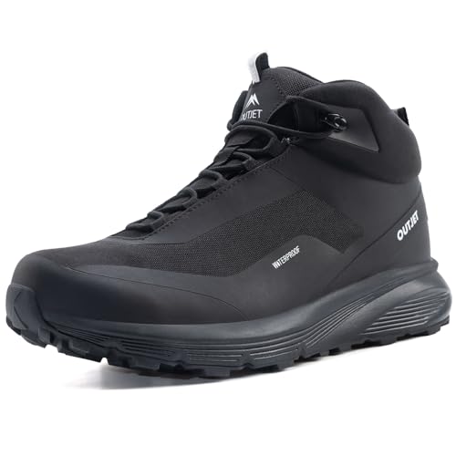 OUTJET Men's Waterproof Hiking Boots Lightweight Comfortable Outdoor Walking Trail Boots Shoes