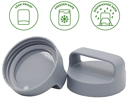 Gray Plastic Handle / Canister Lid by Mason Jar Lifestyle (4 Pack, Regular Mouth)
