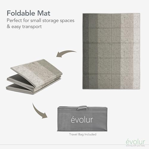 Evolur CozyCush Reversible Non-Toxic Baby Kids Playmat || Foldable Large Thick Foam Crawling Playmats for Toddlers|Waterpr...