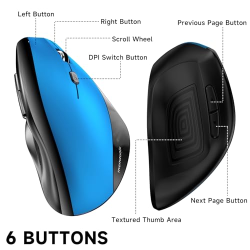 memzuoix Ergonomic Mouse Wireless,2.4G Optical Cordless Mice with 800/1200/1600 DPI,Vertical Computer Wireless Mouse for L...
