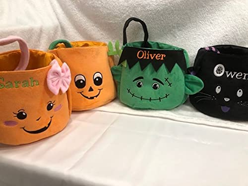 Embroidered Personalized Halloween Basket Trick or Treat customized Bucket