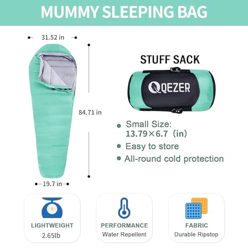 QEZER Mummy Sleeping Bag with Sleeping pad and Pillow