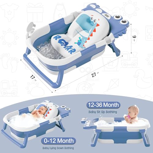 TPN Collapsible Baby Bathtub, Baby Bath Tub with Soft Cushion & Real-Time Thermometer, Baby Bathtub Infant to Toddler Tub...