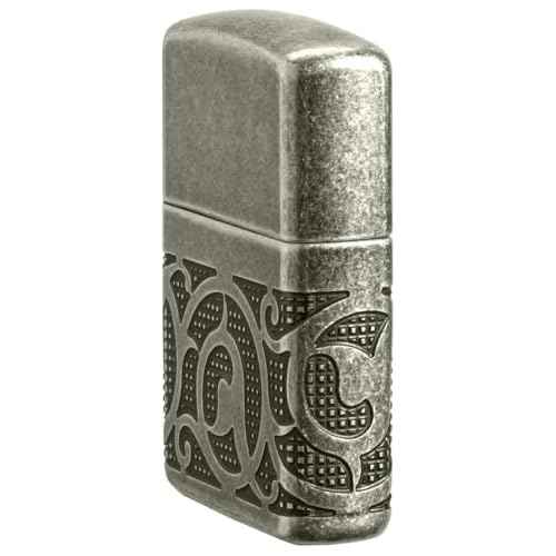 Zippo Pattern Armor Antique Silver Pocket Lighter