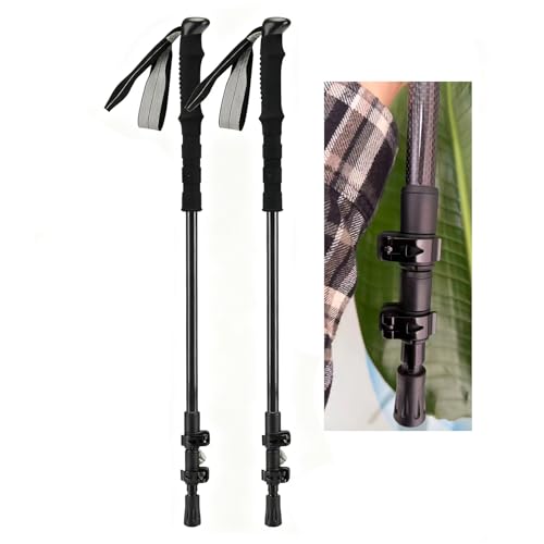 2-Pieces 3K 100% Carbon Fiber Trekking Poles Ultra Strong Lightweight Collapsible Hiking Poles with EVA Foam Grips & Quick...
