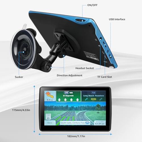 7-Inch GPS Navigator for Car Truck RV with 2026 Maps, Free Lifetime Updates, Voice Guidance, Speed and Red Light Warning, ...