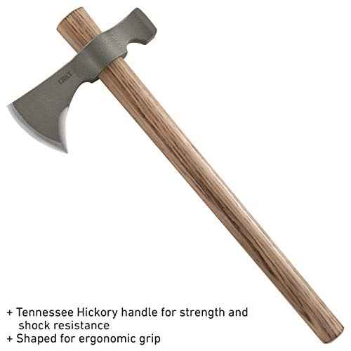 CRKT Woods Chogan T-Hawk Outdoor Survival Tomahawk: 1055 Carbon Steel Plain Edge Blade, Tennessee Hickory Handle, 2730