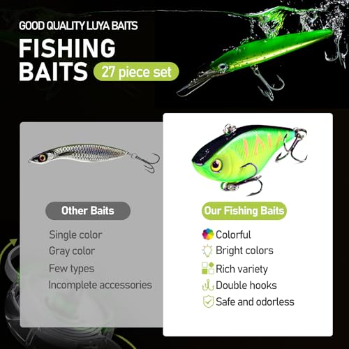Fishing Pole and Reel Combo - 2PCS Carbon Fiber Telescopic Rods Spinning Reels Saltwater/Freshwater Kit with Lures, Line a...