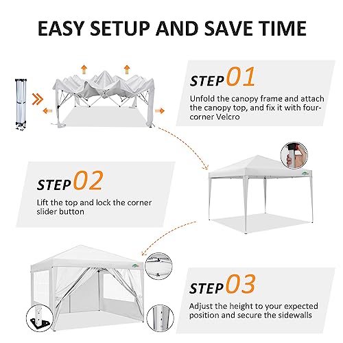 COBIZI 10x10 Pop Up Canopy Tent with 4 Sidewalls Party Tents for Parties Weddings Backyard Waterproof Commercial Instant O...