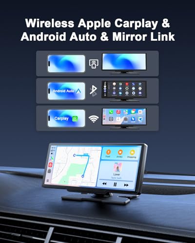 Avylet 8.1'' Wireless Apple Carplay Screen for Car, Android Auto with Backup Camera, Portable Car Stereo Touchscreen with ...