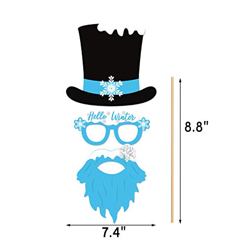 Snowflake Photo Booth Props 38 Pcs Frozen Party Decorations Winter Wonderland Party Favor for Holiday Party Christmas Part...