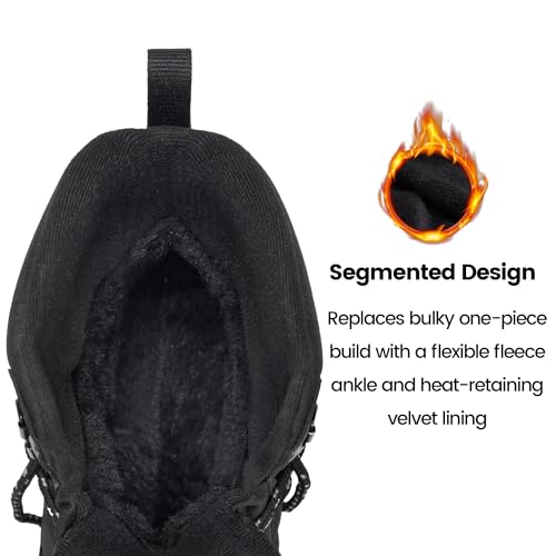 CC-Los Men's Snow Boots | Winter Waterproof Hiking Boot | Segmented Insulation Warm Fur Lined | Black Size 7-13