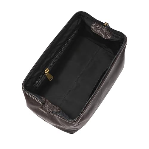 Fossil Leather Travel Toiletry Bag Shave Dopp Kit , Black (Model: MLG0724001)