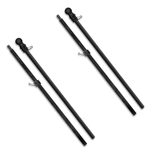 Pack 2 - FFN 5’ Foot Premium Tangle-Free Carbon-Fiber Flag Pole with 2 Flag Rings, Ideal for Trucks, Vehicles, or SUVs, Pe...