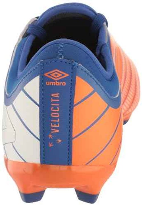 Umbro Men's Velocita Elixir Club FG Soccer Cleat, White/Orange/Blue, 11.5