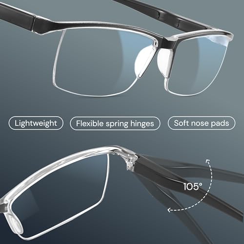 Gaoye Executive Style Reading Glasses Men - Durable Readers with Blue Light Filtering- Comfortable Fit with TR90 Frames