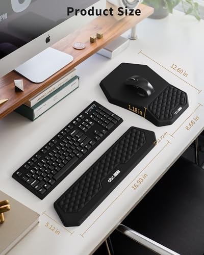 Ergonomic Mouse Pad and Keyboard Wrist Rest Support Set, Massage Design Mousepad for Carpal Tunnel Pain Relief, Memory Foa...