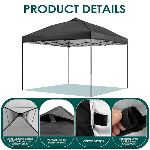 NINAT 10x10ft Canopy Replacement Top Pop Up Tent Cover Roof with Air Vent, Waterproof for Outdoor Garden Patio Pavilion Su...
