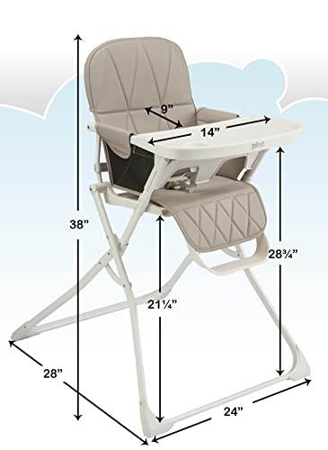 Primo PopUp Folding High Chair for Baby Age 6 to 36 Months - Taupe Folding Beach Style High Chair with Removable Dishwashe...