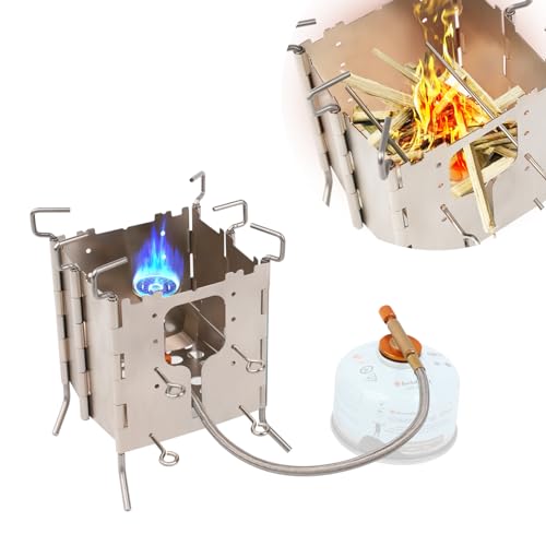 Hotdevil Camping Solo Stove Stainless ALL-Fuel Folding Backpacking Stove Single Burner Fire Pit Portable Butane Fuel Stove...
