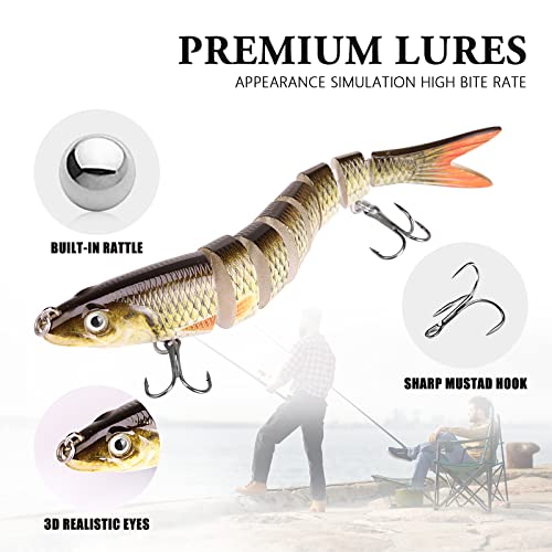 Pumowu Fishing Lures Set - Multi-Stage Bait, Slow Sinking Bionic Bait for Freshwater & Saltwater Bass - Men's Fishing Gift