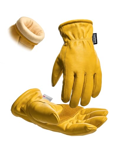 toolant Winter Work Gloves for Men, Insulated Leather with Water Resistance and Abrasion Protection for Cold Weather