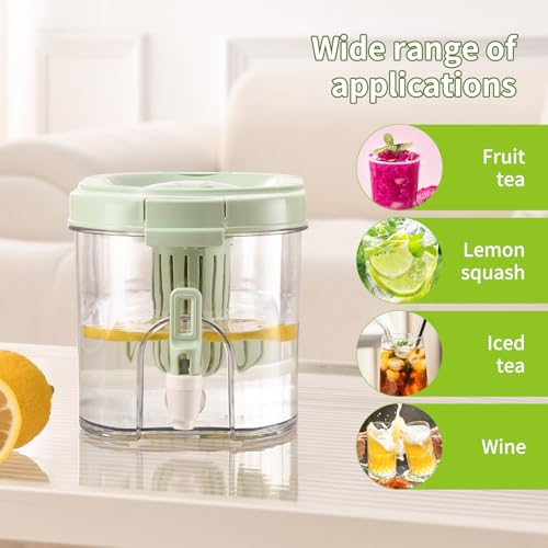 Fridge Drink Dispenser, Cold Water Pitcher Beverage Container with Spigot, Lemonade Stand Tea Juice Jug with Fruit Infuser...
