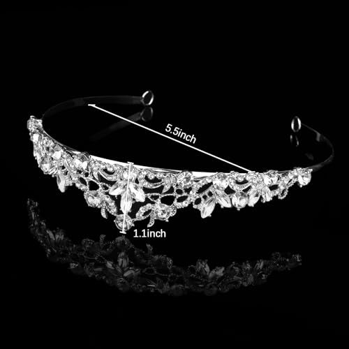 Amariver Silver Wedding Crown Crystal Small Tiara for Women Queen Crowns Princess Headband Rhinestones Tiaras for Bride Sp...