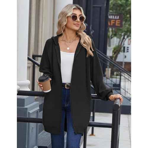Zeagoo Women's Zip Up Hoodies Long Tunic Sweatshirts Long Sleeve Oversized Fleece Casual 2025 Fall Jacket Coat with Pocket