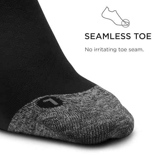Feetures Plantar Fasciitis Relief Ultra Light Cushion Ankle Sock - Tab Socks with Heel Tab - Black, XLarge (3 Pair)