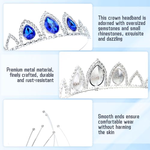 inSowni 8 Pieces Silver Metal Sparkly Waterdrop Rhinestone Princess Crown Headbands Tiaras Wedding Birthday Party Prom Hea...
