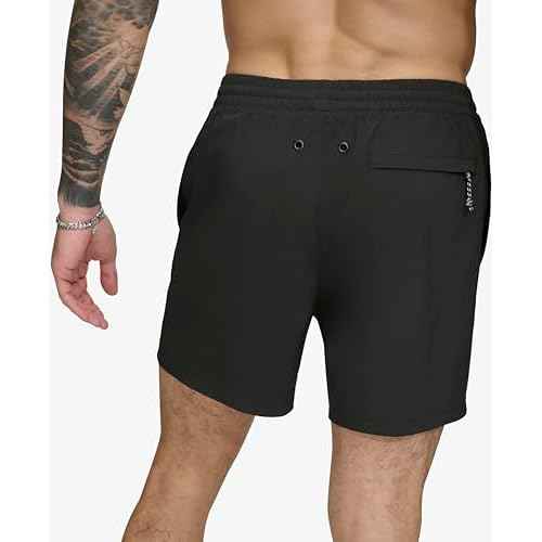 DKNY Mens Stretch Quick Dry Volley UPF 40+ Protection Swim Trunk
