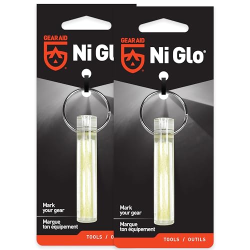 GEAR AID Ni Glo 2” UV Rechargeable Glowing Keychain – Multi-Purpose Glow-in-the-Dark Accessory for Camping