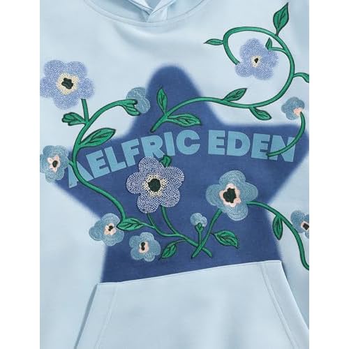 Aelfric Eden Floral Eden Star Pullover Hoodie Embroidery Graphic Hoodies Y2K Oversized Hooded Sweatshirt
