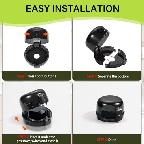Stove Knob Safety Covers, for Knob Diameter Less Than 2.4", Unlock with Adult Two-Finger, Dual-Key Press Gas Stove Knob Lo...